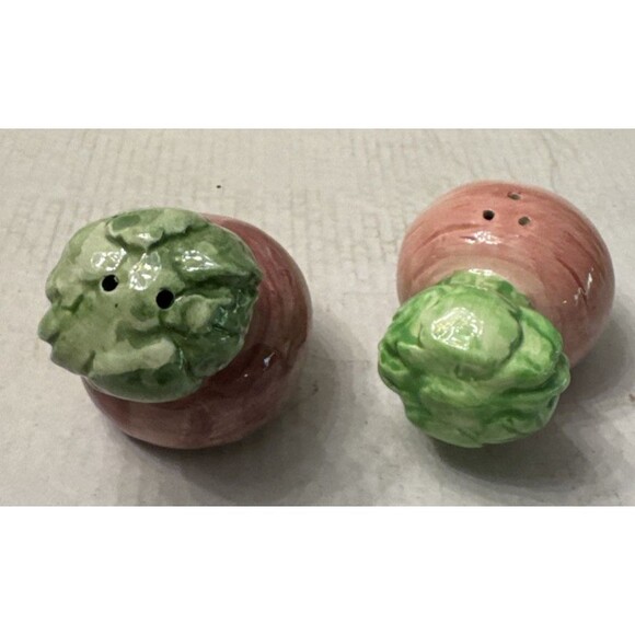 Vintage Fitz and Floyd Salt & Pepper Shakers Radish Vegetable Garden w/Stoppers - Picture 3 of 5